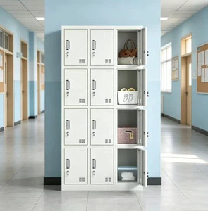 Modern 12 Door Knock-Down Floor Mount Metal 12 Tier Storage Cabinet Ventilation Combination Lock Electronic Durable Eco-Friendly