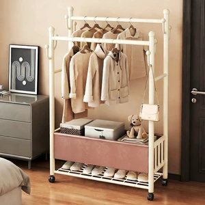 Modern Living Room Furniture Movable Coat Rack Simple Household Use Sturdy Durable Movable Clothes Storage Rack