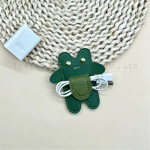 High Quality PU Leather Frog Shape Cable Organizers Cute Cord Clips Earphone Charger Holder Durable Wire Management Accessories