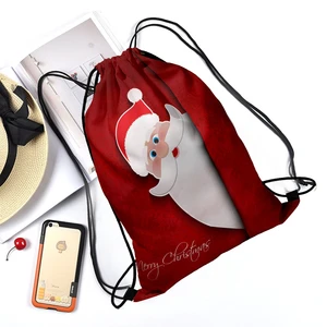 Hot-Selling Christmas Day Polyester Drawstring Sportpacks Holiday Candy Storage Bag for Sports or Event Use