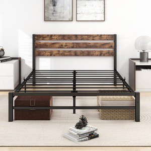 Top Selling Under-Bed Storage Metal Platform Queen Bed Frame Heavy Duty Steel Frame Wholesale for Rental Apartment Hotel