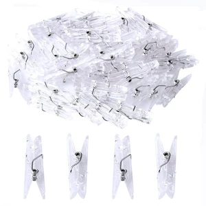 35mm Mini Transparent Clips Clamps Clips Clothes Spring Hanging Plastic Clamp Line Clothespins for Photo Cloth Paper