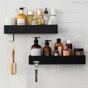 Adhesive Wall Mounted Foldable Waterproof Metal Shower Storage Shelf Rack Set for Kitchen Restaurant Home Use