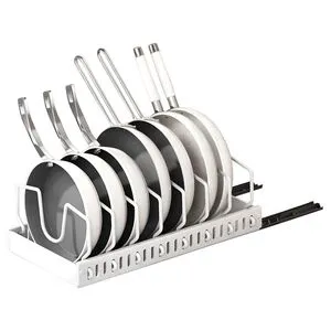 8 Adjustable Under Cabinet Organizers Rustproof Carbon Steel Pull Out Pots Pans Sliding Holder for Kitchen Kitchen Storage Kit