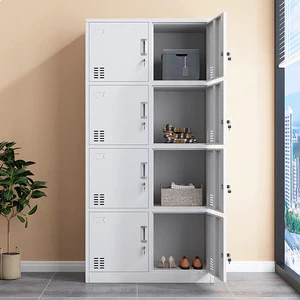 Modern 8 Door Metal Locker Cabinet Office Storage Steel Cupboard with Keys for School Gym Employee Changing Room Furniture