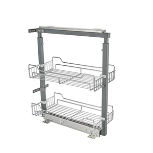 2 Tiers Sliding Cabinet Closet Storage Organizer Kitchen Cabinet Accessories Food Basket Base Pull Out Tall Unit