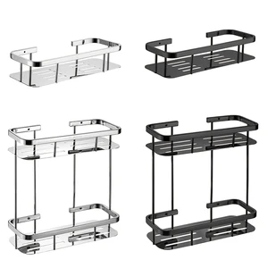 YIDA Modern Eco-Friendly Stainless Steel Rectangle Shape Chrome Finish Wall-Mounted Hanging Basket Bathroom Kitchen Shelf Set 5