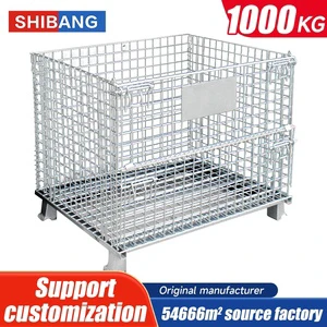 Stackable High Quality Hot Dip Zinc Iron Steel Metal Cage Warehouse Storage Mesh Container Wire Basket Warehousing Solutions