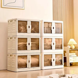 8009 Foldable Storage Box Cabinet for Clothes With Collapsible Organizer and Plastic Storage Bin