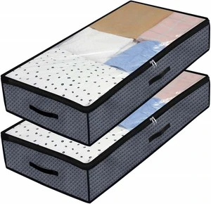 Large Size Thicken Foldable Breathable Storage Under, Bed Clothes Storage Bags With Clear Window and Zippers/