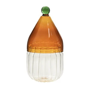 Jar Christmas Hat Glass Eco-Friendly Candy Jar High Value Kitchen Storage Bottle with Creative Ornaments Colorful Candy Cup