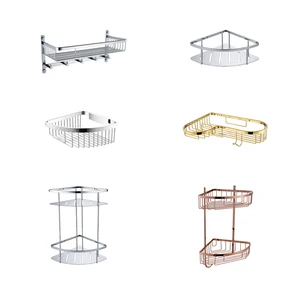 High-quality Modern Stainless Steel Wall-mounted Hanging Storage Rack for Hotel Bathroom Corner with Durable Design
