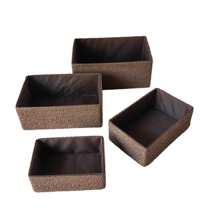 Organizing Container Bins For Shelves Cupboards Drawer Recycled Wicker Paper Rope Storage Basket