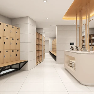 Factory Direct Wooden Finish Small Luggage Storage Custom HPL Lockers with Electronic Password Lock for School Gyms