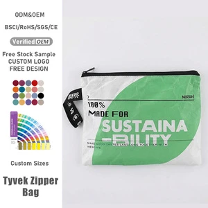 Waterproof Tyvek Bag With Zipper Custom Design Tyvek Oem Zipper Pouch Waterproof Makeup Bag For Cosmetic Packing