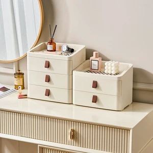 Desktop Plastic PP ABS Cosmetic Storage Box Dustproof Single Tier Minimalist Drawer Organizer Makeup Sundries Holder for Home