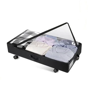 Under Bed Storage with Wheels 2-in-1 Underbed Storage Bins Containers Label Shoe Storage Organizer Drawer Bag Clear Window
