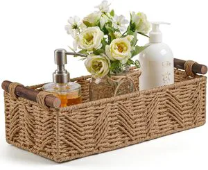 Bathroom Baskets For Organizing With Handle Decorative Basket For Bathroom Countertop Storage Toilet Paper Storage Basket