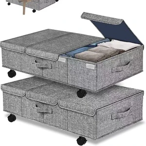New Under Bed Storage with Wheels Rolling Underbed Storage Containers with Lids Under Bed Shoes Clothes Storage Bins Organizer