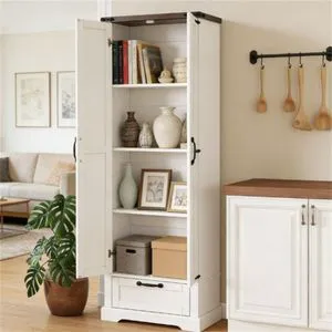 White Kitchen Storage Cabinet Tableware Organizer