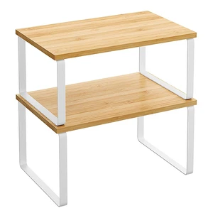 Kitchen Counter Cabinet Organizer Shelf Set 2 Stackable Metal Rack Storage Holders Racks