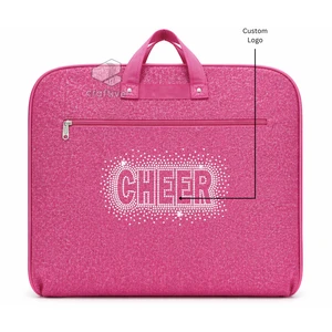 Custom Glitter PU Cheerleading Rhinestone Garment Bag Personalized Competition Team Uniform Travel Organizer For Cheer Girls
