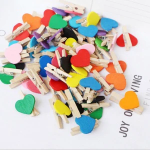 50Pcs/Set Wooden Love Heart Pegs Clothespin DIY Cute Wedding Decoration Craft Wood Clips