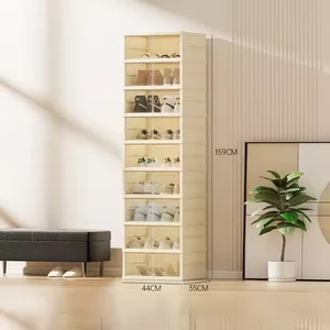 Nine Floors New Large Size Hot Sale Plastic Stackable Shoe Storage Box for Home Organization Transparent Shoe Rack