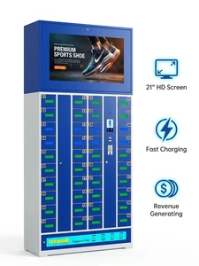 2026 Smart 40 Door Phone Charging locker with Wireless Charging, LCD Display Locker for Mall, Gym & Railway Station