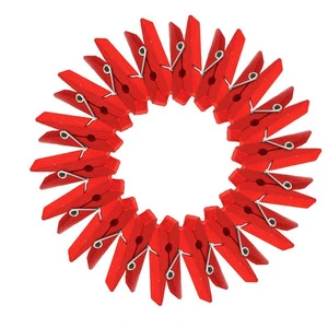30pcs 25mm Red Small Red Wooden Tiny Clothespin for Photo Hanging Gardening Recycling