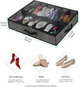 Bed Shoe Storage Box Transparent Packaging Storage Box Foldable Non-woven Plaid Storage Shoe Box