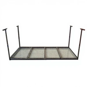 Overhead Garage Storage Rack Ceiling Mounted Shelves Steel Corrosion Protection Powder Coated 500lbs Capacity Boltless 1 Layer