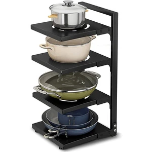 Pot Organizers Inside Cabinet Pot Pan Rack Organizer with 4-Tiers for Under Cabinet Applicable to Kitchen Storage