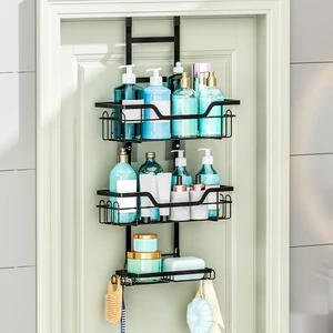 3-tier Metal Iron Bathroom Shower Shelf Hanging Storage Rack Over The Door Shower Caddy With Hooks