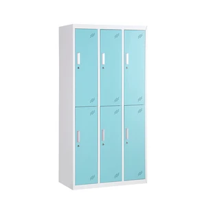 High Quality Cold Rolled Steel 2-Tier 6-Door Knock Down Metal Locker with RAL Color for Office and School Use
