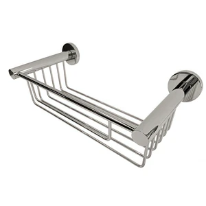 Brass Chrome Stainless Steel 304 Eco-Friendly Multifunction Shower Basket Modern Bathroom Rectangular Mesh Wall-Mounted