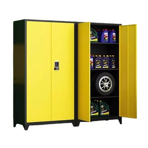 Lockable Code Lock Steel Storage Cabinets Assembled 4-Compartment Waterproof Multi Functional Metal Locker for Garage Warehouse