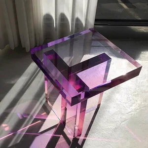 Custom Acrylic Clear Acrylic Sheet Acrylic Sheets- Modern Purple Acrylic End Table -for Living Room, Bedroom & Office