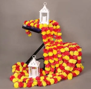 Marigold Garland Indian Mehndi Decor Flowers Wedding Decoration Artificial Flower Christmas Haldi Event Party Decor Garland