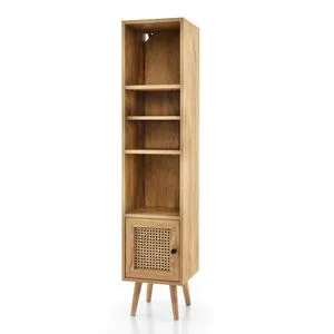 4 Tiers Slim Design Rattan Storage Cabinet Organizer