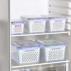 Hot Sale Fruit And Vegetable Fresh Storage Box Organizer Refrigerator Strain Basket Premium Containers & Bins