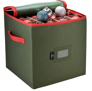 Oxford Christmas Ball Storage Box Xmas Decorations Storage Bins with 4 Trays with Zipper Lid