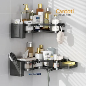 Cantotl Carbon Steel Wall-Mounted Triangle Storage Rack for Bathroom and Kitchen Home Use