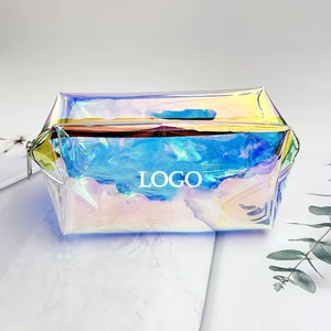 Customizable Eco-Friendly PVC Holographic Makeup Bag with Zipper Closure Large Capacity Waterproof High-end Storage