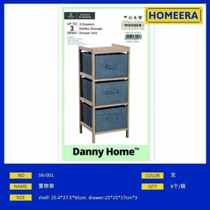 3-Tier Wooden Cabinet Organizer with Drawers 254x275x65cm for Home Storage Solutions