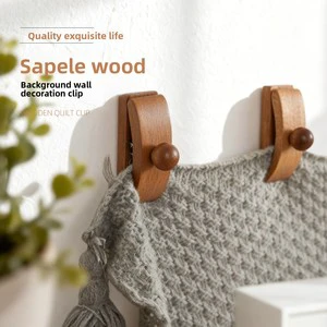 Vintage Style Wooden Wall Clips Blanket & Quilt Hangers With Sapele Wood Clips And Screw For Clothing And Wall Hangings