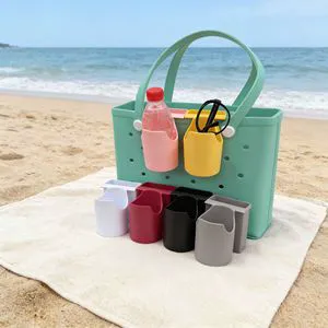 Universal Beach Bag Accessories Phone Holder And Cup Holder Clip EVA Tote Bag Insert Hanging Organizer For Beach Pool Travel Set