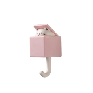 New Arrival Simple Creative Squirrel Hook Kitchen Bathroom Household Cartoon Decorative Key Hook Cute Cat Adhesive Wall Hooks