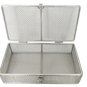 Rectangle Woven Stainless Steel Wire Mesh Basket with Diaphragm Lockable Catch Style Lid