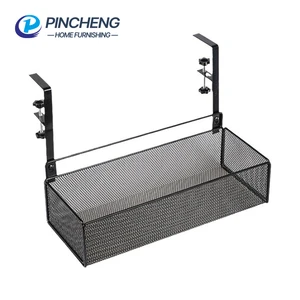 Adjustable Clamp-on Metal Mesh Cord Organizer Modern Black Under Desk Cable Management Tray